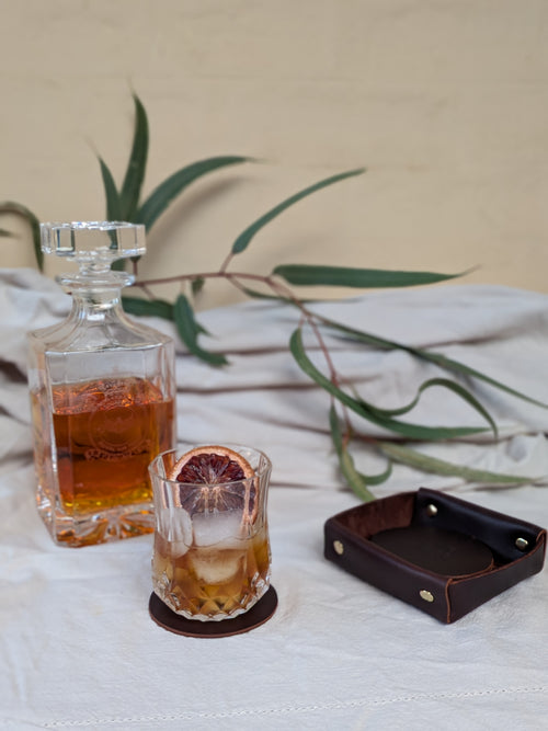 The Coaster Set - With Holder in Molasses